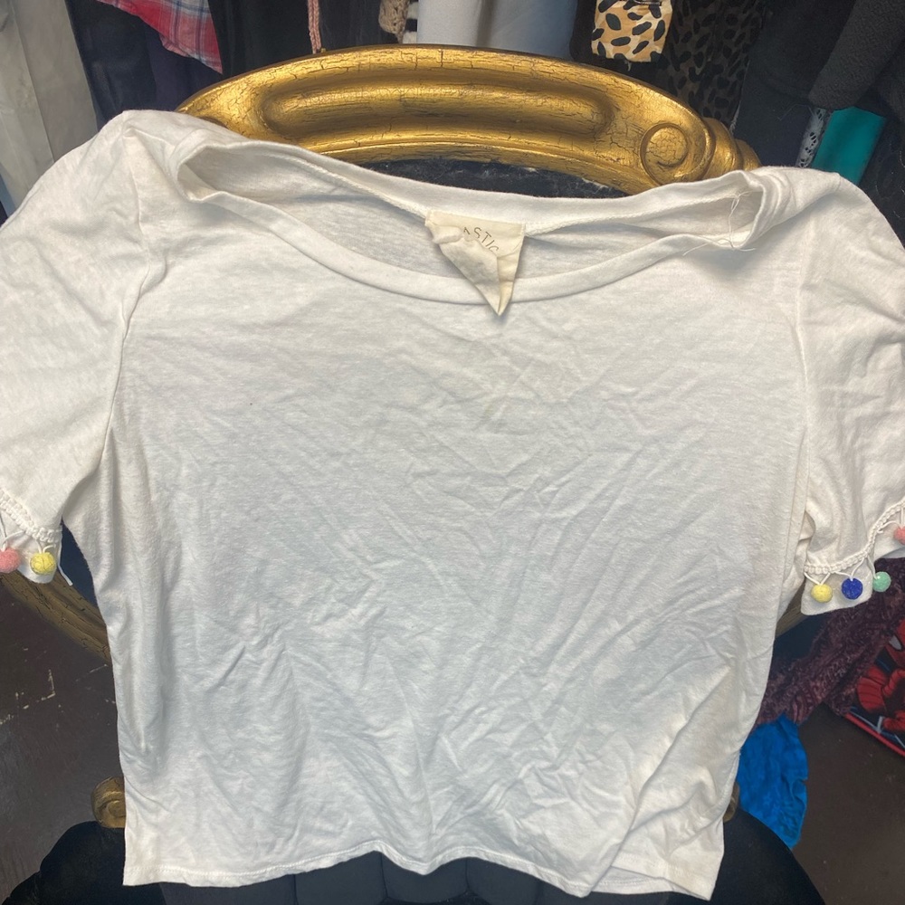 Pompom flow short sleeve tee